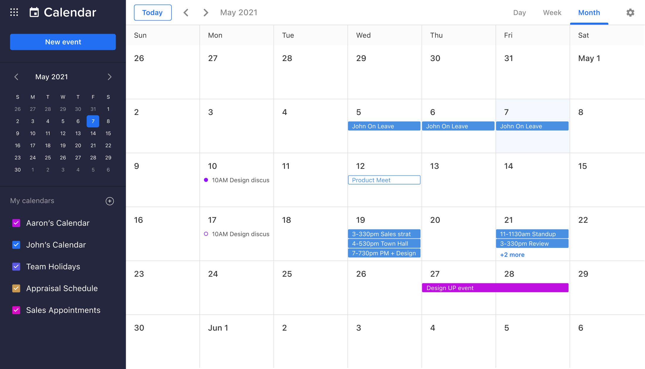 Email calendar